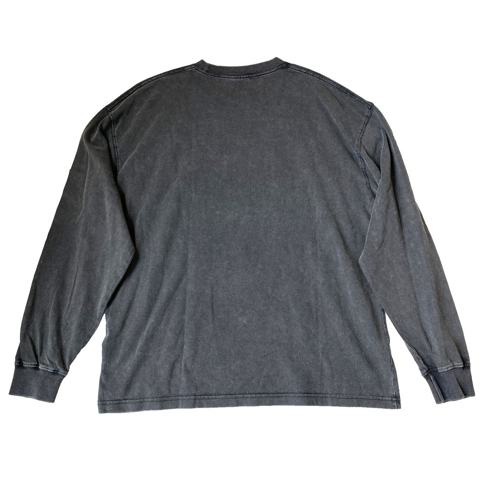 Men's Acid Wash Graphic Long Sleeve T-Shirt Medium Black Japanese Grunge NEW - Picture 2 of 8